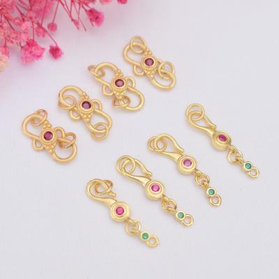 10pcs Copper Inheritance Ancient Method Inlaid S Buckle S Double Ring Connecting Buckle Diy Bracelet Tail Chain Buckle Necklace Decoration