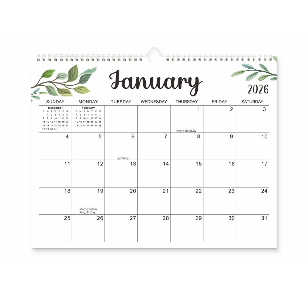 18 Months INS Coil Calendar Square English Calendar Leaf Pattern Calendar  Work Planning