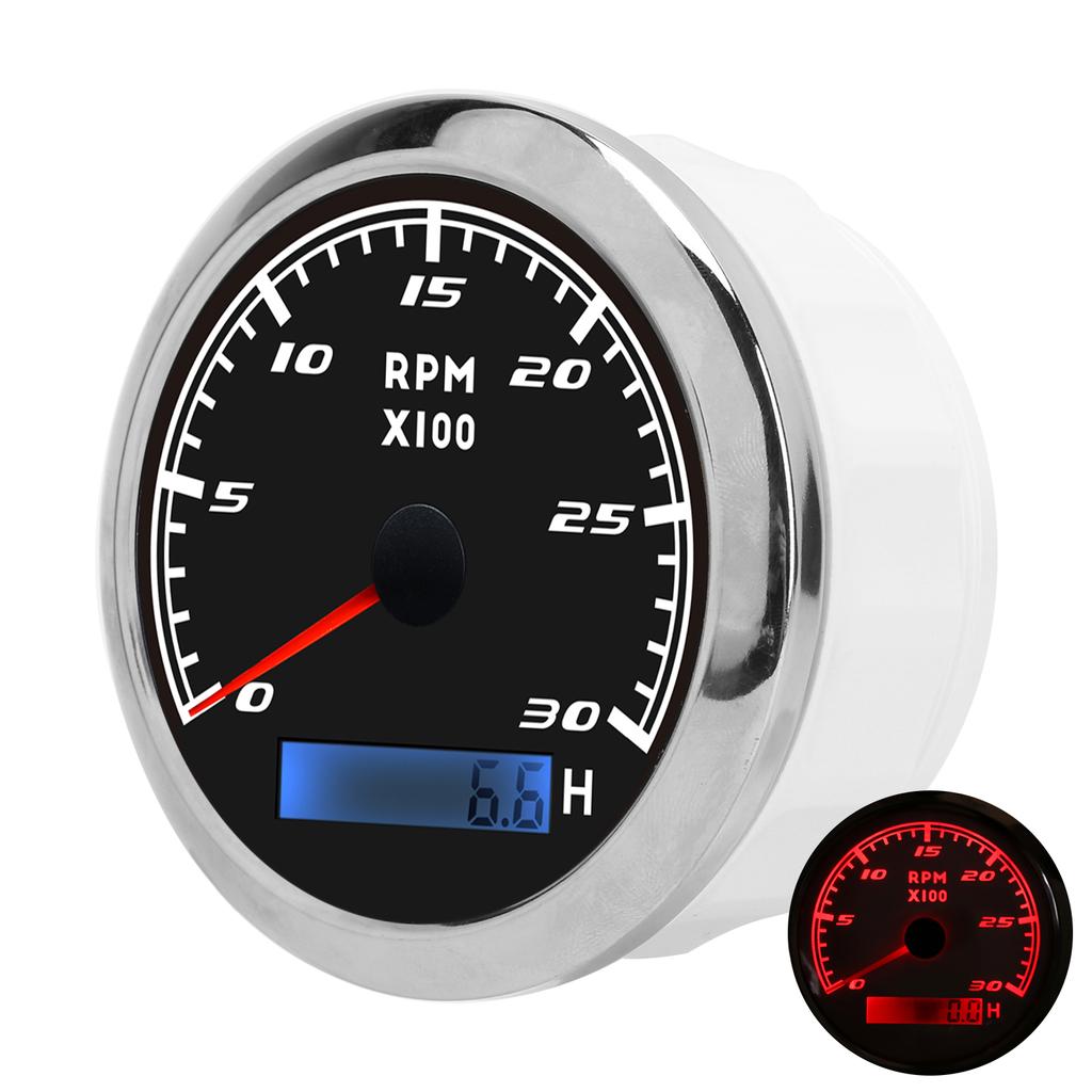 85mm Pointer Tachometer RPM Tacho Gauge IP67 Stainless Steel Universal for Car Boat Marine