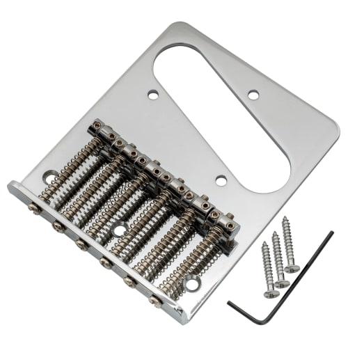 Musiclily Basic 10.8mm Pitch Vintage Style Telecaster Bridge Assembly with 6-Way Saddles for TL Electric Guitars, Chrome