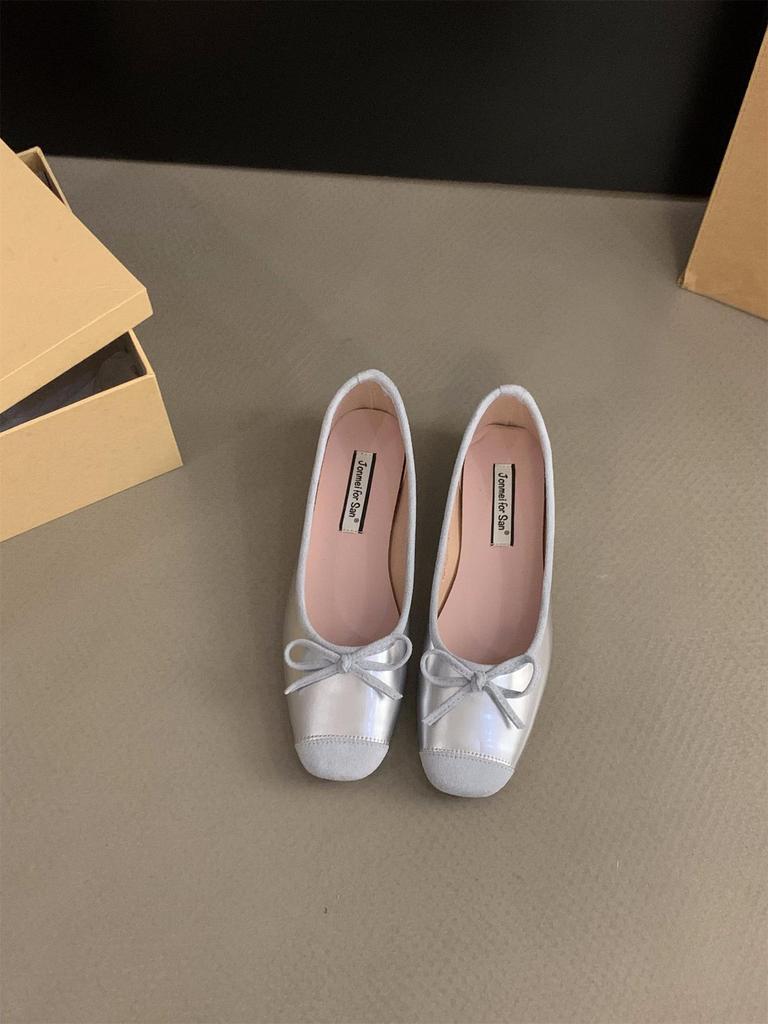 Inner height increase French small red single shoes women's shoes spring and autumn 2025 summer bow ballet gentle evening shoes