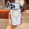 For iPhone 16 Pro Max Magnetic Case Electroplating Wave Edge TPU Phone Cover Heart Pattern