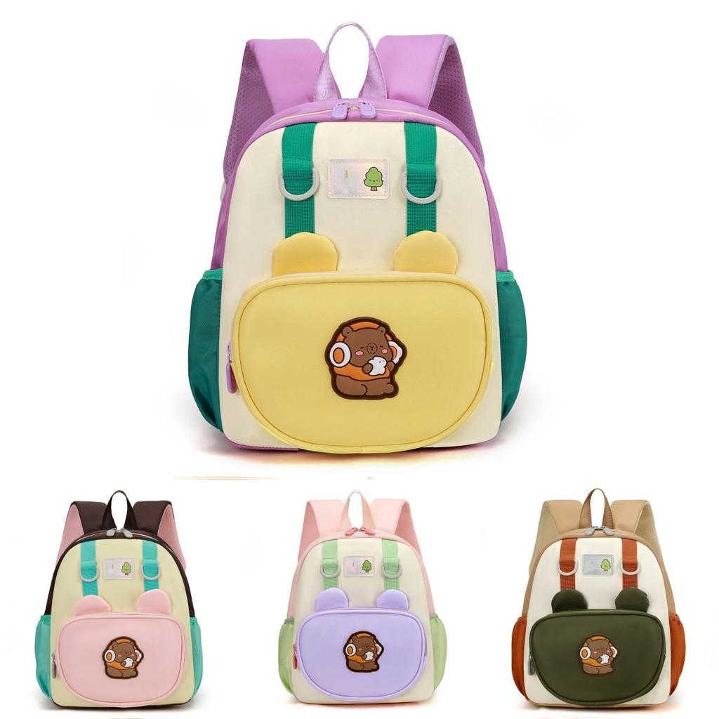 Capybara Kids School Backpack With Nylon Material And Curved Shoulder Straps For Preschool Children