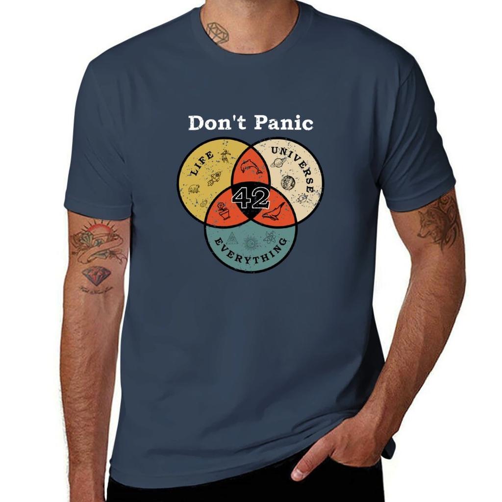 42 Dont Panic Life Universe Everything Hitchhiker Guide Galaxy Tshirt T Shirts With Prints T Shirt Unisex Cotton Tshirt