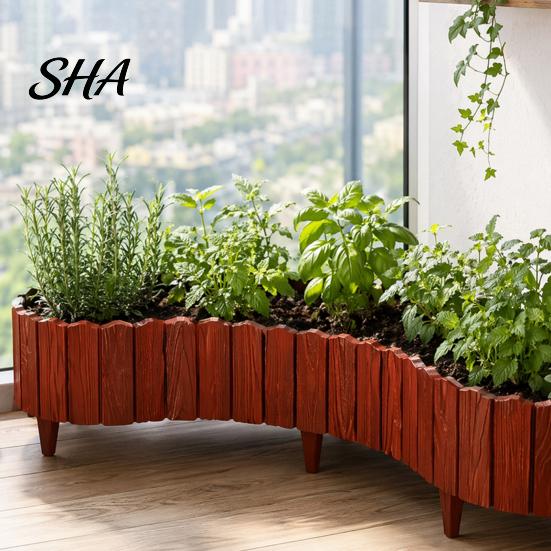 Landscape Edging Stakes Garden Border, 5.91Ft 7.87Ft 11.81Ft Plastic Flexible Lawn Wood Simulated Log Border Look, No Dig Panels for Flower Beds Lawns