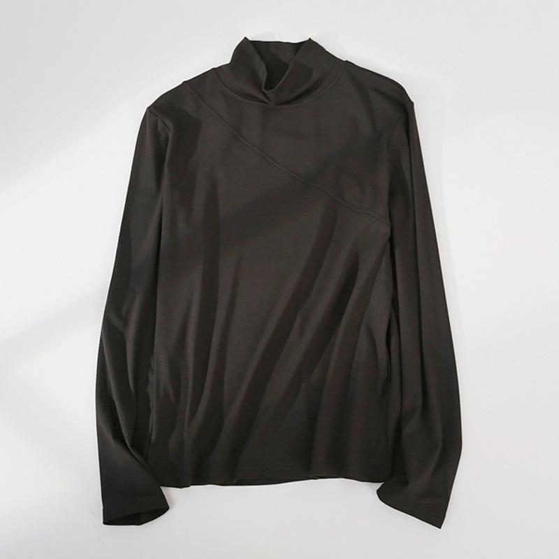 Strato Base Dimagrante Collo Alto Senza Cuciture di Nicchia - Manica Lunga, Patchwork, Capo d'Abbigliamento Casual