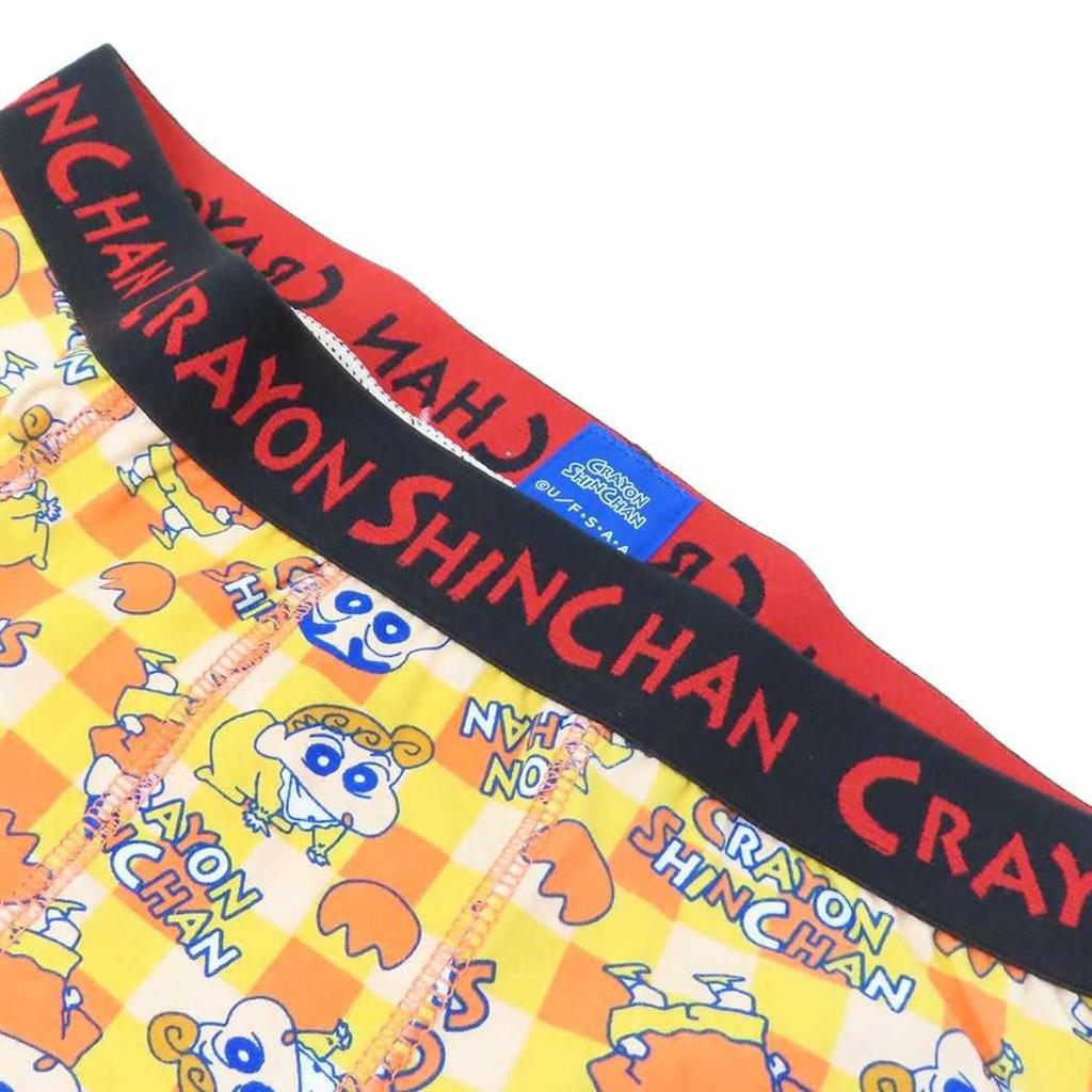 Small Planet Crayon Shin-chan Men's Boxer Briefs, Check Pattern, Size M