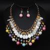 2026 Exaggerated Multi-layer Colored Bead Shell Necklace Earrings Set Femininity, with Accessories