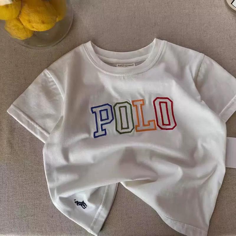 

New Summer Trendy Letter Embroidered Pure Cotton Short-Sleeve T-Shirt for Boys and Girls 90cm
