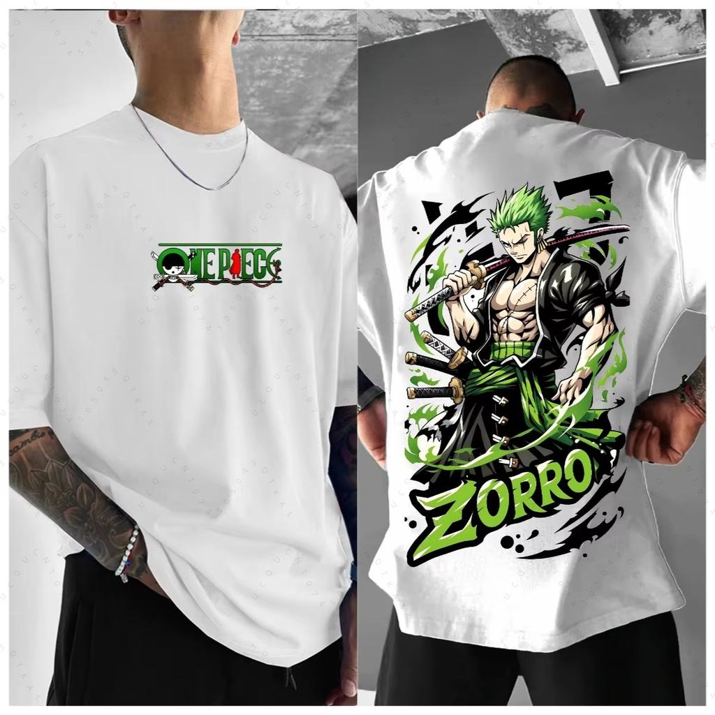 2026 Peripheral Products Zoro Oversized Printing Men's Streetwear T-Shirt Summer Casual Cotton Breathable Casual Tops