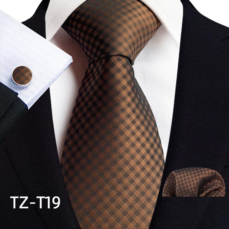 2025 Men's Retro Stripe Solid Tie, Pocket Square & Cufflinks Set