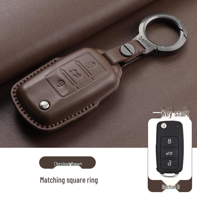 Volkswagen Schlüsselhüllen - Echtes Leder für Teramont, Tiguan L, Tayron, Sagitar, Tharu, Bora, Passat, Magotan und CC Modelle.