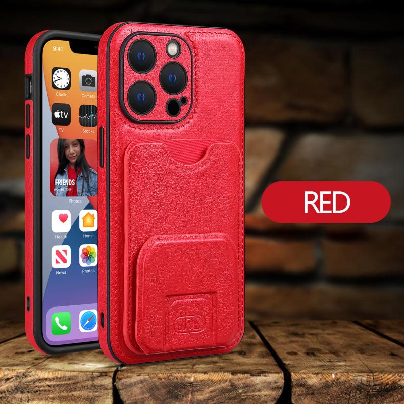 Luxury Solid Color Leather Wallet Card Slot Holder Phone Case For iPhone 16 Pro Max 14 11 12 13 15 Pro Max Shockproof Back Cover