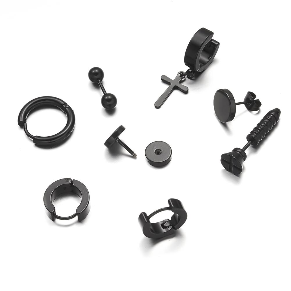 Black Stainless Steel Stud Earrings Simple Fashion Earrings Creative Ear Buckles Accessories Jewelry