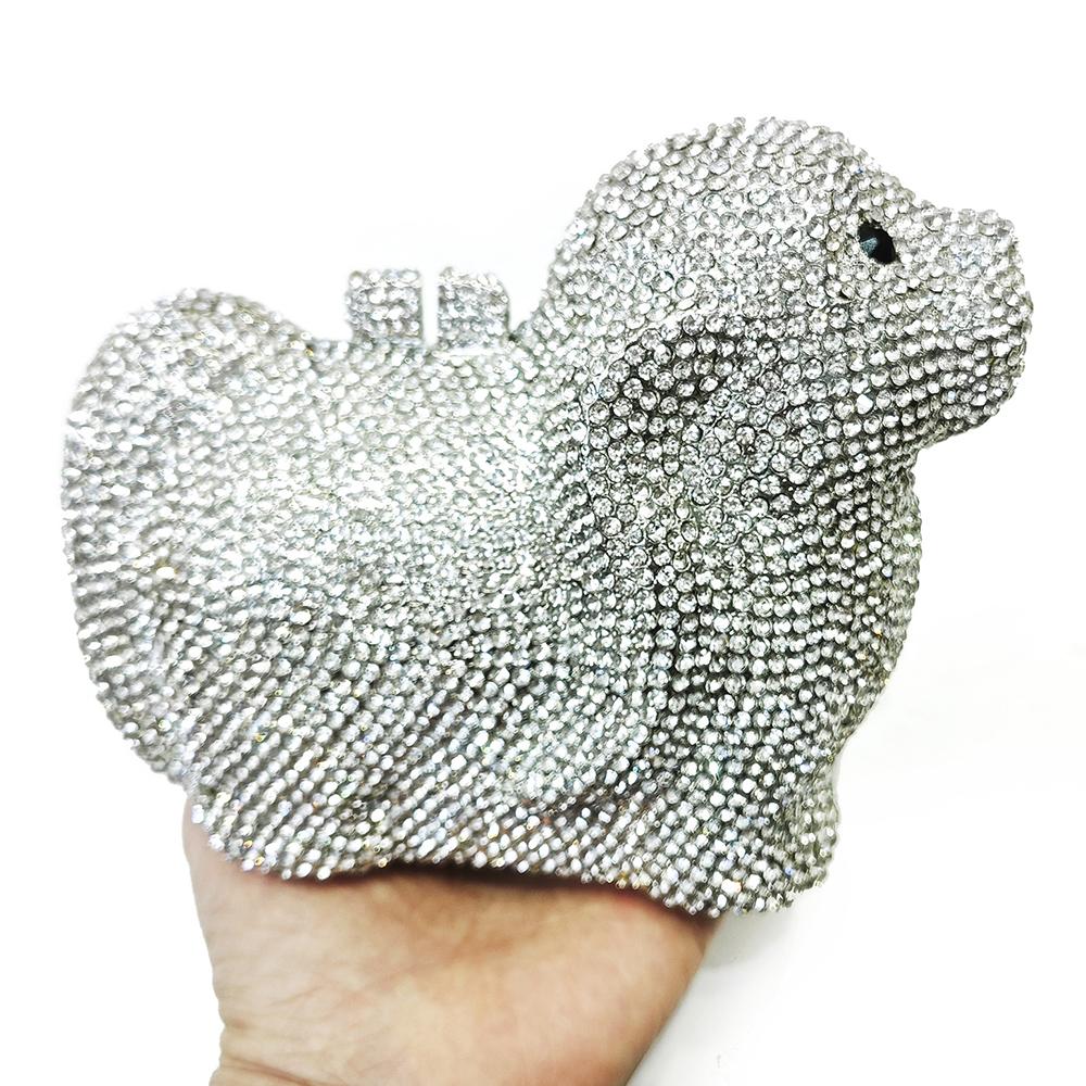 Puppy  Diamond Evening Bag Dog Crystal Handbag Rhinestone Bags Wedding Bridal Purse Luxury Crystal Clutches Women Party Purses