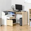 L-förmiger Schreibtisch, Eck-Computertisch mit Schublade, verstellbarem Regal, Schrank für Homeoffice und Arbeitszimmer, 120 x 92 x 75 cm, Eiche und Weiß
