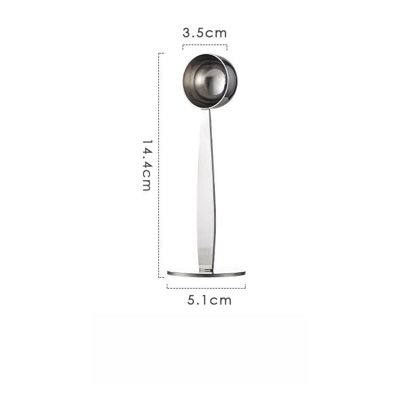 Stainless Steel Coffee Scoop Measuring Tablespoon Stand-up Coffee SpoonTamping 2 In 1 Kitchen Powder Measuring Scoop Coffee Tool