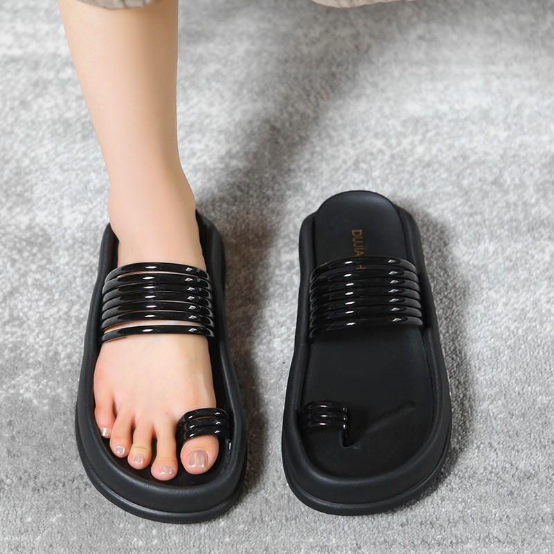 

Foreign trade cover toe cool slippers women s outer wear summer 2024 new Korean version square head casual toe thin strap thick-soled slippers 35 чёрный