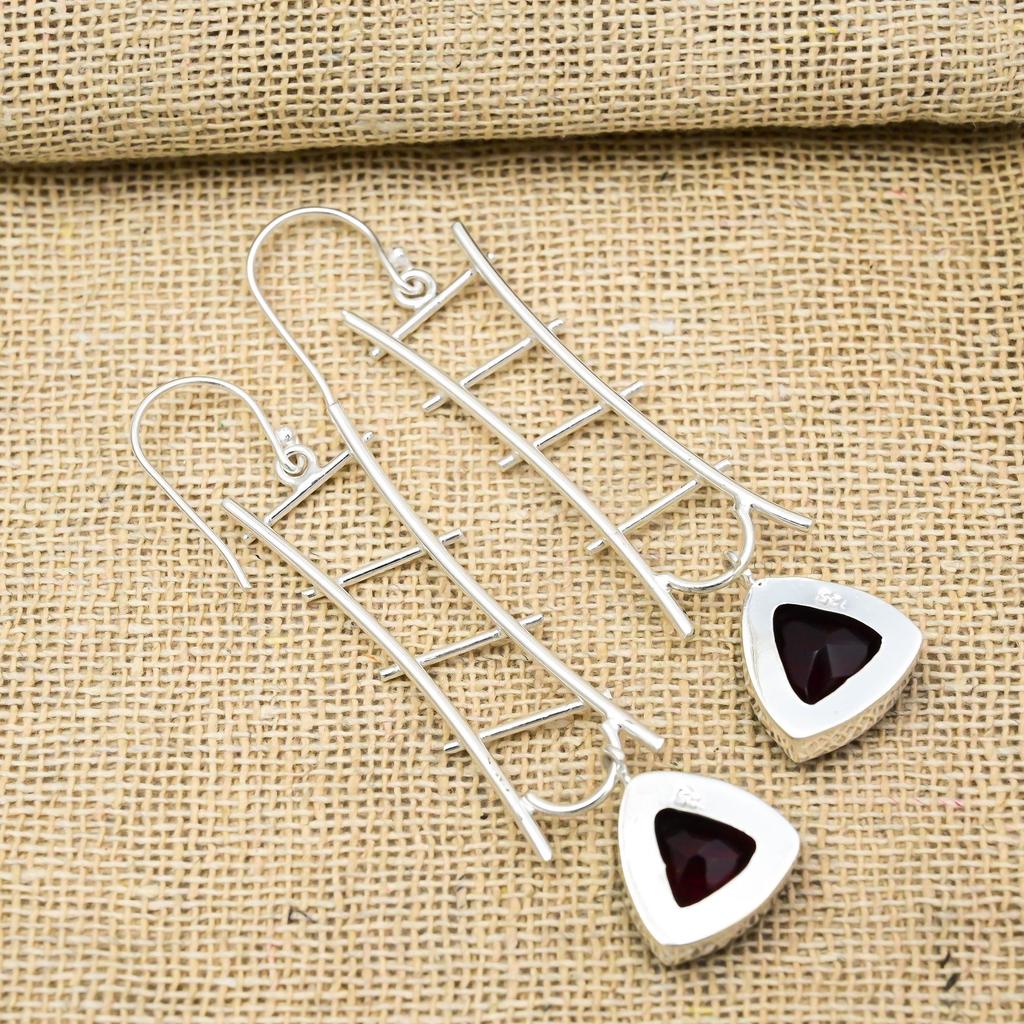 Red Garnet Jewelry, 925 Solid Sterling Silver Earrings, Handmade Gemstone Jewelry Earrings For Memorial Day