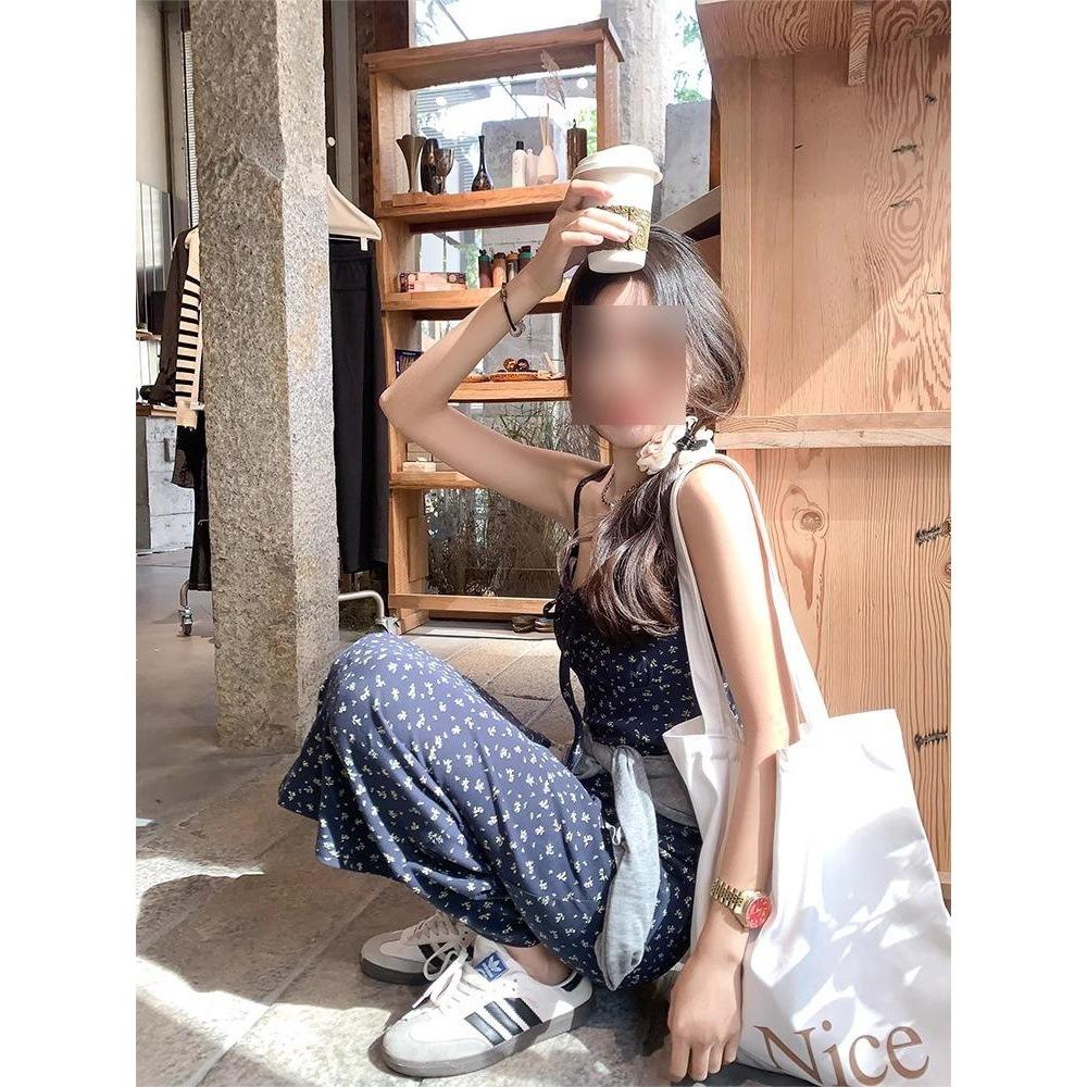 Květinové šaty na ramínka dětské letní nové ležérní temperamentní jedinečné krásné dlouhé šaty set