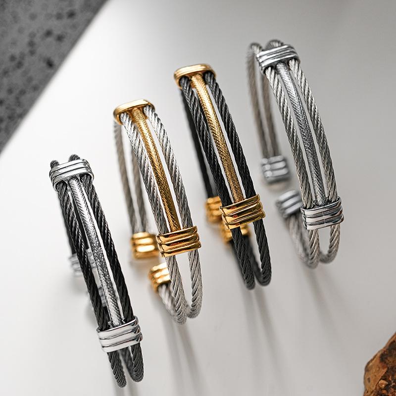 2026 Jewelry Simple Woven Bracelet Two-color Electroplated Woven Bracelet