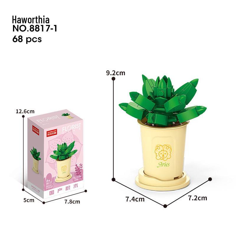 Succulent Bonsai Building Block Flowers - Compatible with Lego, Small Particle Assembly Toys for Girls