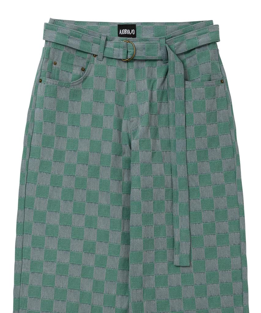 AJOBYAJO Checkerboard Denim Pants [Mint]
