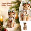 Christmas Resin Dog Shaped Ornament with Antlers and Hat, Hanging Tabletop Decoration for Holiday Home Decor
