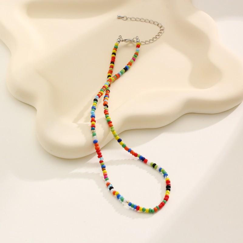Neue Dopamin-Bonbonfarbe Reiskorn-Halskette, Böhmische Handgemachte Perlen-Halskette Schmuckzubehör