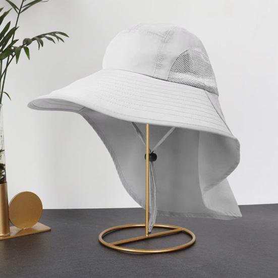 Pălărie în aer liber pentru bărbați, cu capac pentru gât, cu boruri mari, plasă goală, curea pentru bărbie, protecție solară anti-UV, respirabilitate excelentă, camping, pescuit, șapcă de călătorie