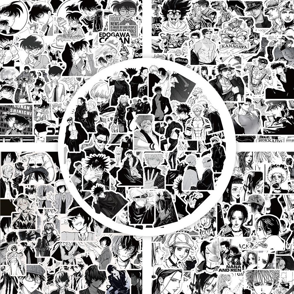 60 Japonských Anime Samolepek: Conan, Hanako-kun, JOJO, Stray Dogs, Death Note
