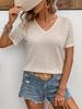 Lace Patchwork Short Sleeved V-neck Short Sleeved T-shirt