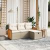 4 Piece Beige Garden Sofa Set with Cushions Poly Rattan