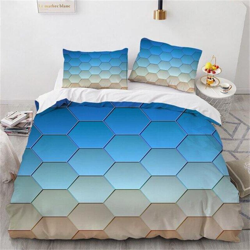 3D Decorative Microfiber Duvet Cover Abstract Geometric Decorative Three-Piece Set