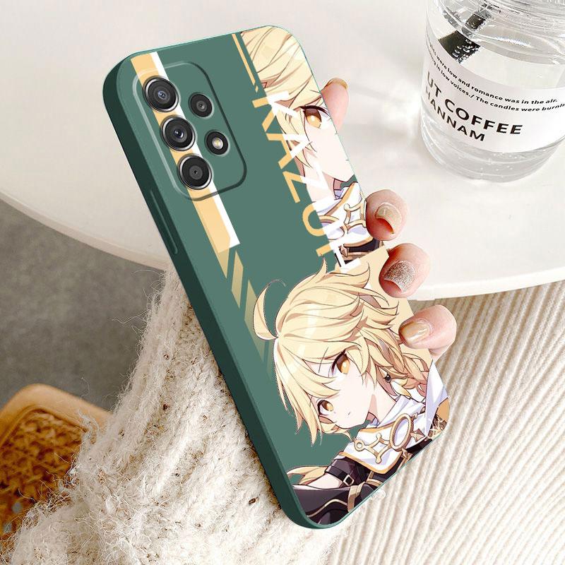 Husă pătrată lichidă pentru telefon pentru Samsung Galaxy A32 A52s A53 A42 A73 A13 A23 A33 A13 A12 A52 A72 A22 Genshin Impact People Cover