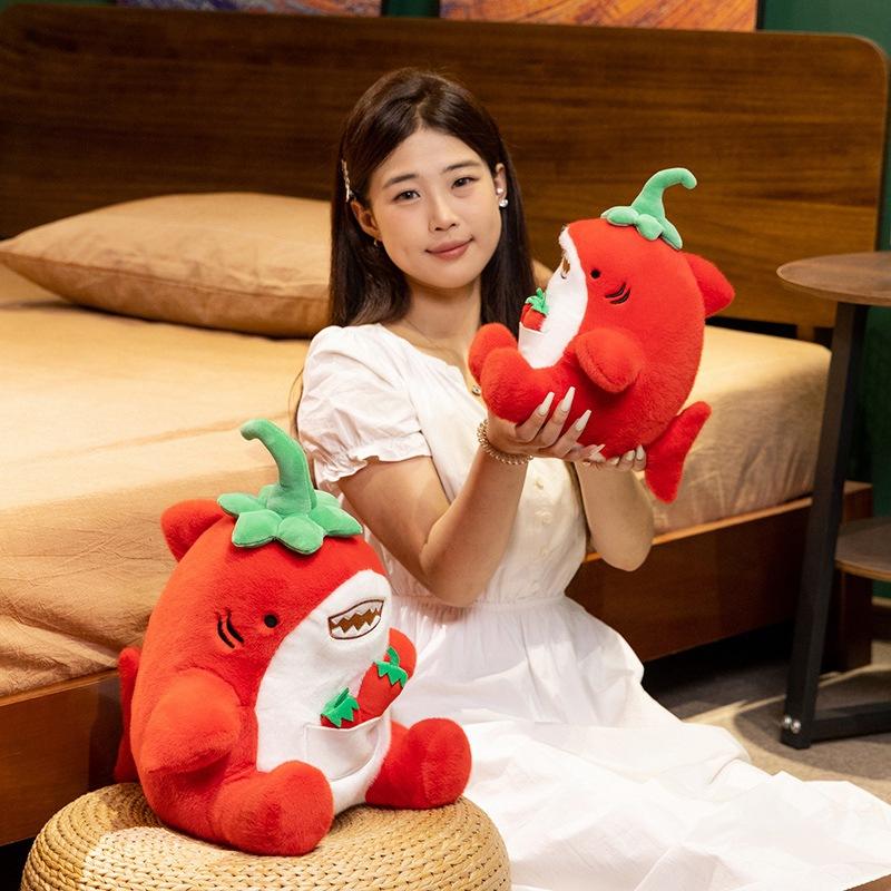 Creative Red Pepper Shark Doll Plush Toy Aquarium Shark Doll Children Accompany Soothing Doll