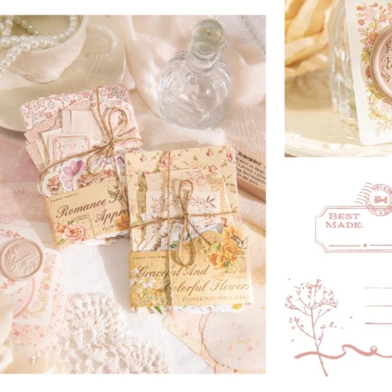 100pcs/set Mixed Material Pack Flower Series Hollow Lace Handbook Border Primer Paper DIY Decorative Sticker Notes Scrapbook