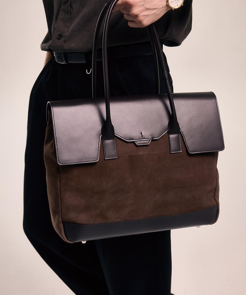 Bedford11Th Polygon Large Flap Tote [Brown Suede Special]