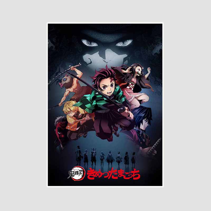 

Японский комикс фильм «Убийца демонов» поезд «Муген» аниме-постеры Kimetsu No Yaiba Белый бумажный постер Художественная роспись настенное украшение Фреска Домашний декор 42x30cm