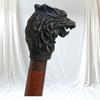 Wooden Walking Cane with Wolf Head Handle