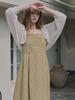 AVANT-G Floral Pattern Sleeveless Dress - Mustard