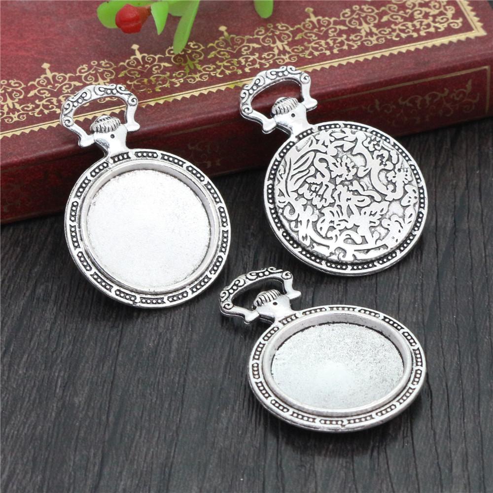 5pcs 20mm Inner Size Antique Silver Plated And Bronze Fashion Classic Style Cabochon Base Setting Charms Pendant