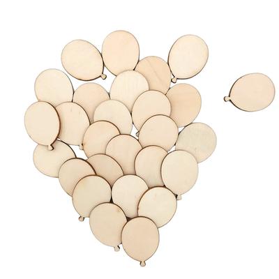 50pcs/lot Mini Balloon Wood DIY Crafts Cutouts, Wooden Ballon Shaped Unfinished Ornaments Tag for DIY Craft Wedding Party Decor