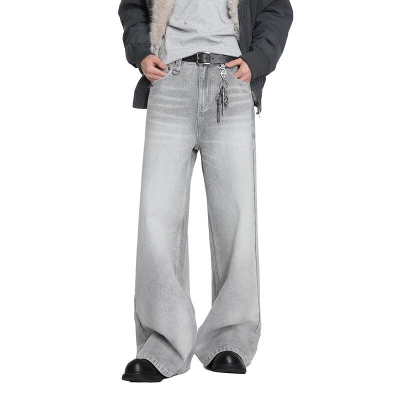VOGUO RELAYB02 Cleanfit Mist Gray Loose Straight D-Ring Jeans S