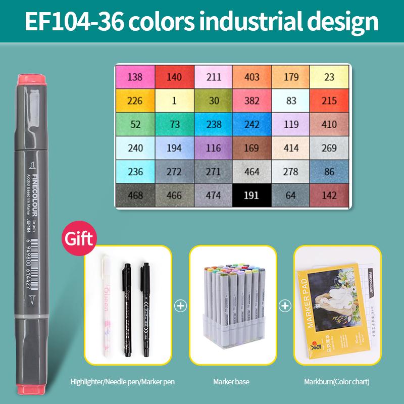 EF104 Double-Head Alcohol Marker Pens Sketch Design Marker Brush Pen Beginner Manga Graphic Drawing Art Supplies