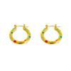 European American Style Stainless Steel Hoop Earrings Natural Stone Inlaid Pearl Zircon Women's Jewelry