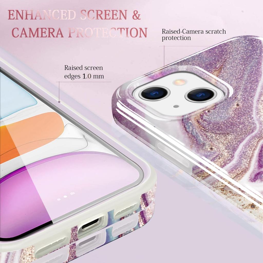 luolnh Compatible with iPhone 13 Case Marble Design Shockproof Slim Soft Silicone Bumper Cover Phone Case for iPhone 13 6.1 Inch(Abstract Purple