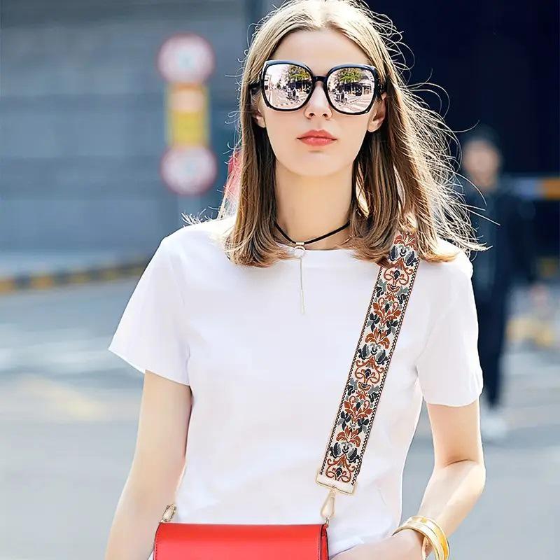 Nastavitelný Barevný Plátěný Popruh na Tašku - Široký, Protiskluzový Náhradní Crossbody Popruh pro Dámské Tašky