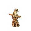 Brass Wizard Cat Figurine Delicate Carved Details Vintage Finish For Halloween Home Desk Decor Gifts