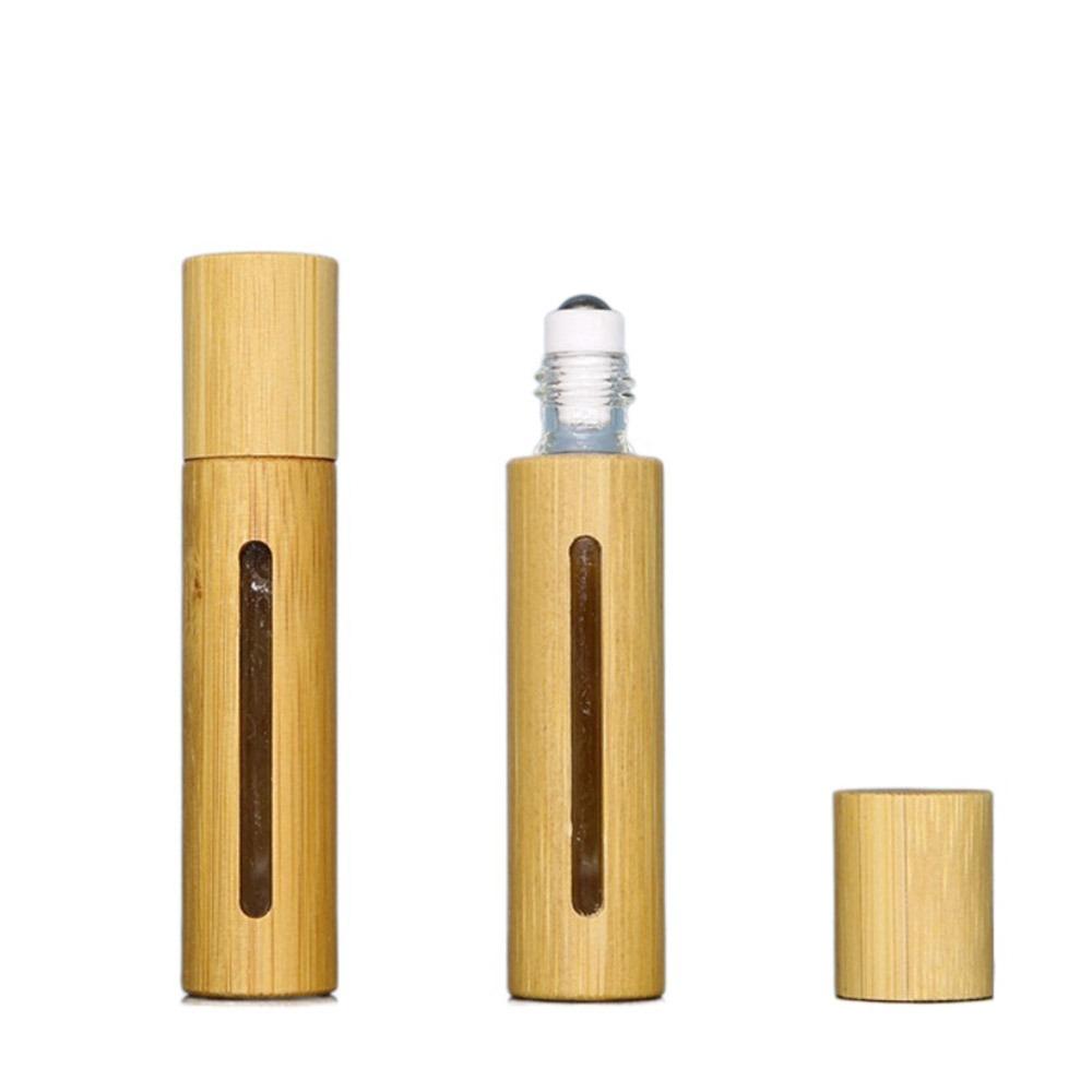 3ml/5ml/10ml/15ml Bamboo Roll on Bottles with Stainless Steel Roller Travel Kit Roller Bottle Portable Mini Refillable Bottles